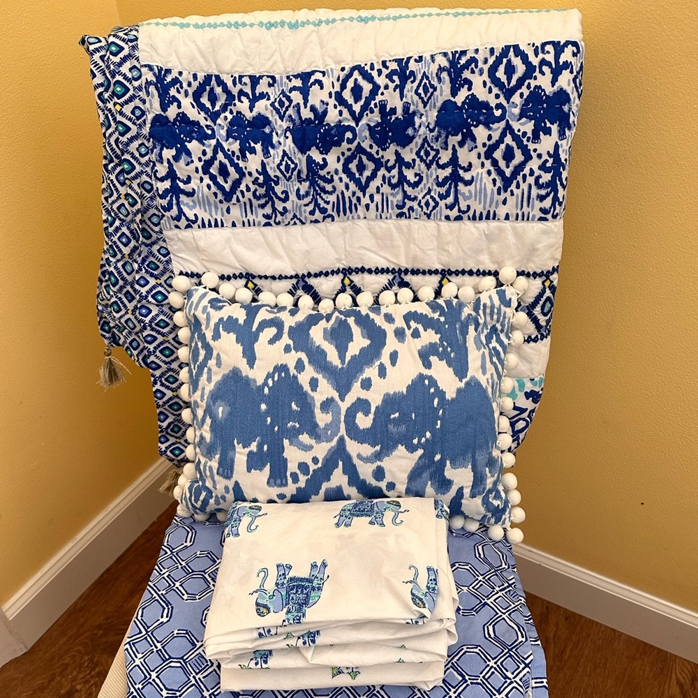 Lilly Pulitzer / Pottery Barn Bazaar Elephant Crib Bedding Set for Nursery